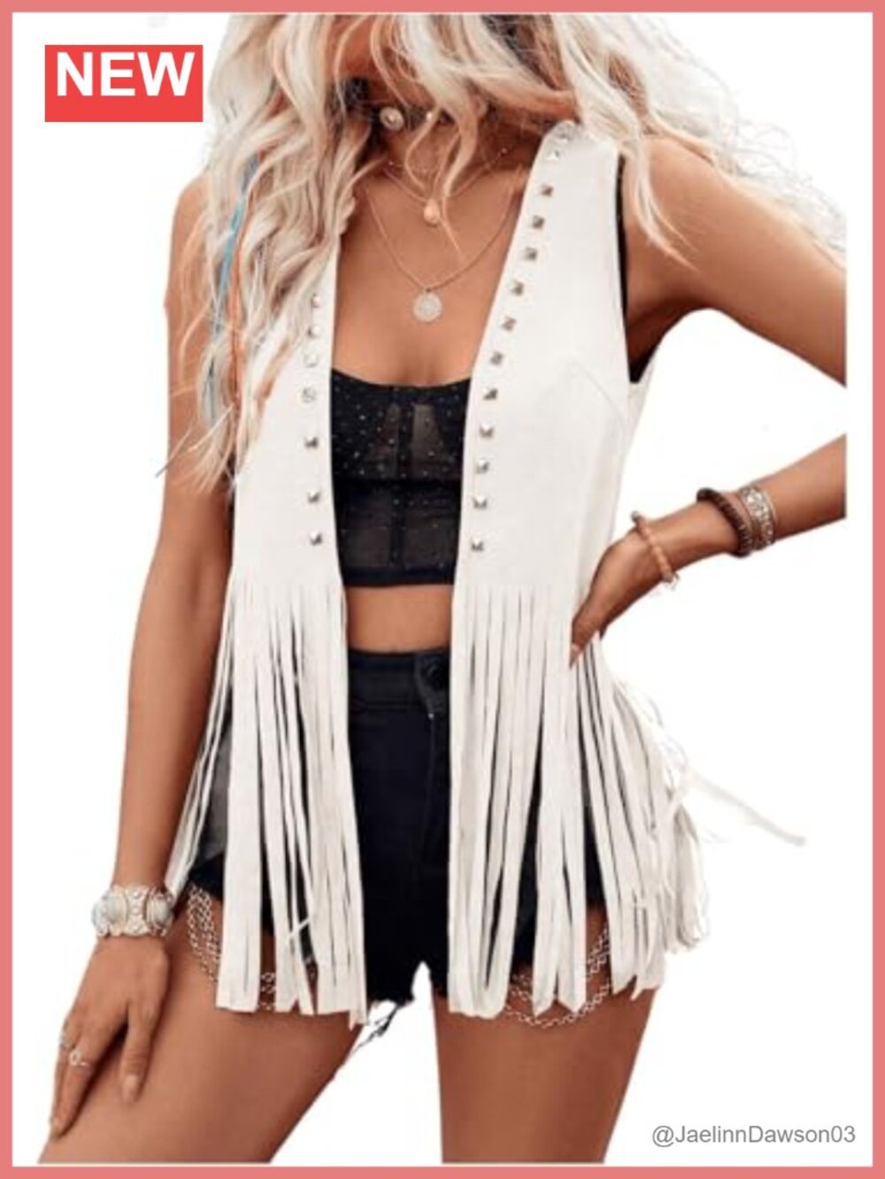 Western Fringe Vest Faux Suede Sleeveless Open Front Hippie Cowgirl